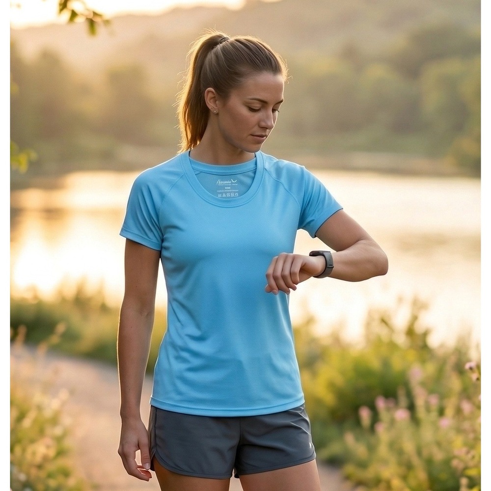 BALEAF Women's Blue Short Sleeve Running Workout Activewear Top Small Athletic